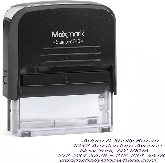 Large Size, 5-Line Custom Self Inking Return Address Rubber Stamp - Includes Extra Replacement pad $7.95 Value