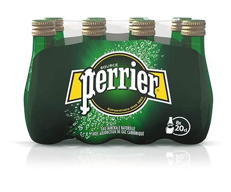 Perrier Natural Carbonated Mineral Water - 8 x 20cl Glass Bottles