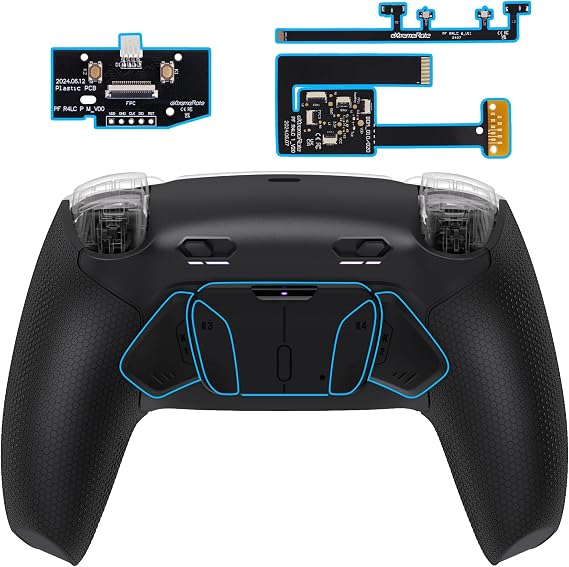 eXtremeRate Plus MAX RISE4 Remap Back Paddles Kit for PS5 Controller BDM-010 020 with Clicky Trigger Stops & Rubberized Grip, Programmable Remappable Back Buttons Mod Kit for PS5 Controller - Black