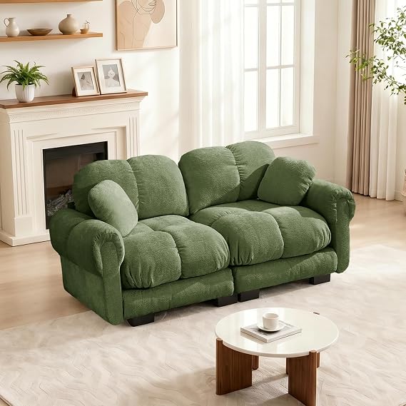 76.3'' Oversized Cloud Sectional Couch, Glossy Chenille Loveseat Couches