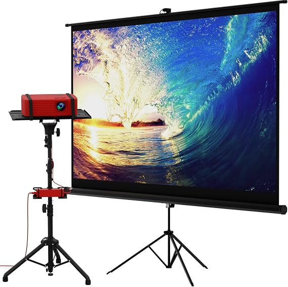 PropVue 100" Projector Screen with Stand and Projector Tripod Stand