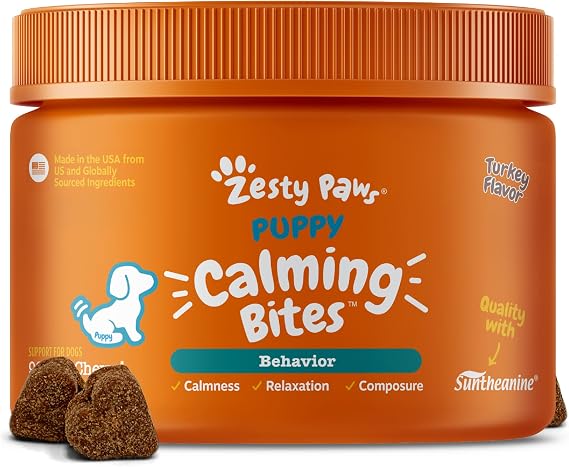 Zesty Paws Puppy Calming Chews for Dogs - Puppy Essentials, Turkey, 90 Ct
