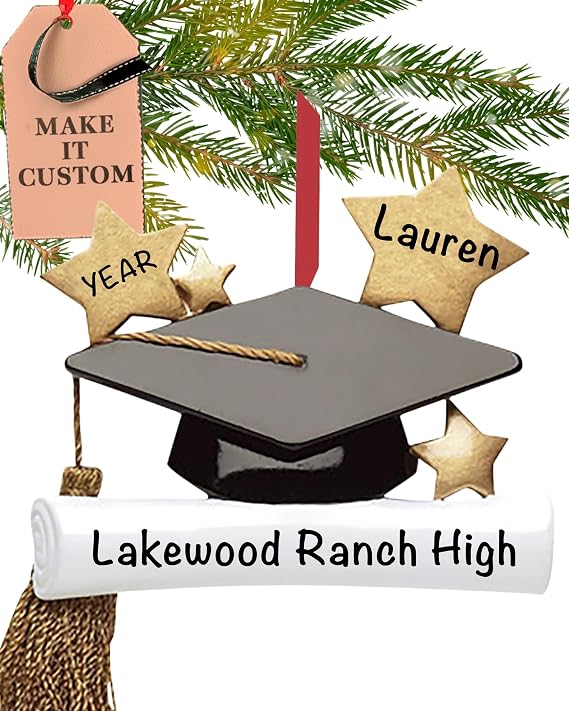 Personalized Graduation Gift, Class of 2027 or 2026 Ornament, Grad Cap
