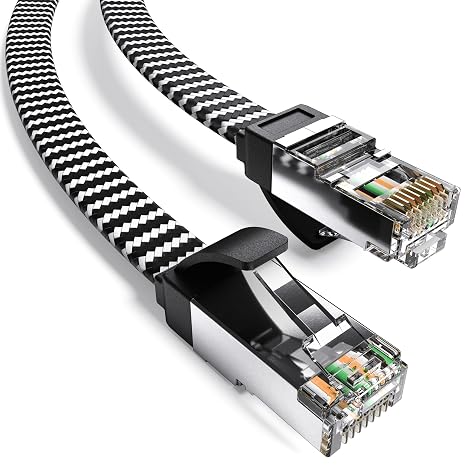 Cyberguys! Cat 8 Ethernet Cable 15FT, 40Gbps Flat Braided Gaming LAN Cable