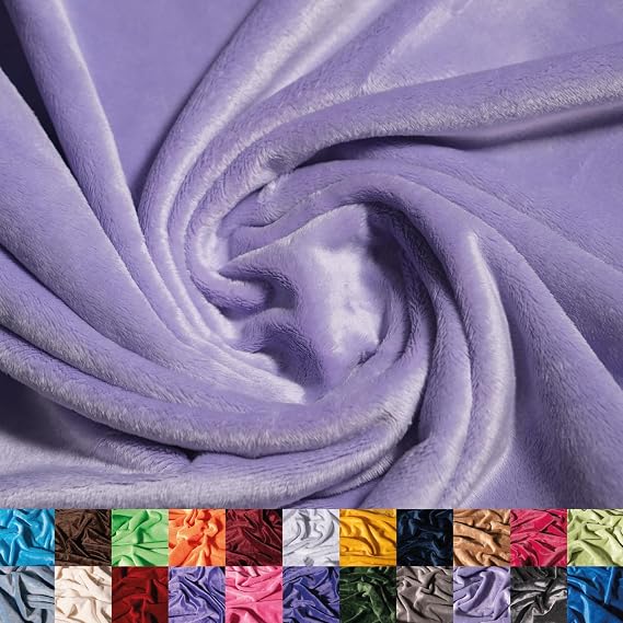Ice Fabrics Solid Minky Fabric by The Yard - Soft, Smooth and Luxury 58/60" Extra Wide Lilac Minky Fabric for Blankets, Apparel, Baby Accessories, Throws, Pillows & More - Lilac - 1 Yard
