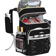 Cooler Picnic Backpack Cool Bag, 30L Insulated Leakproof Waterproof Cooler Backpack, Picnic Lunch Bag for Camping Hiking BBQ Beach, Black