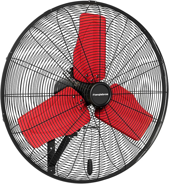 Pro 24" Industrial Wall Mount Fan, 9500 CFM High Velocity Metal Wall Fan, IP44 Waterproof Oscillating 3-Speed Outdoor Commercial Fan for Garage, Warehouse, Patio, Workshop