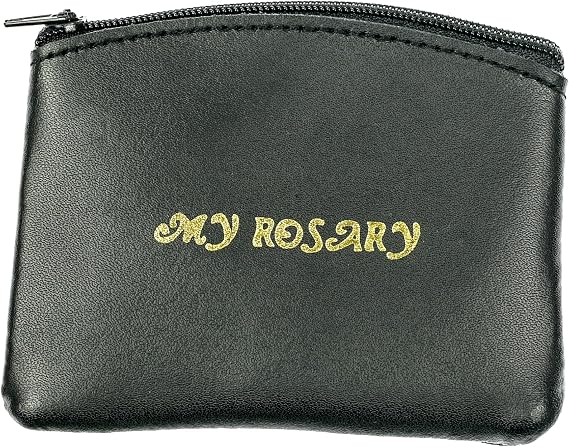 Intercession Genuine Leather Rosary Pouch, Keepsake for Catholic Prayer Beads (My Rosary - 3in x 4in)