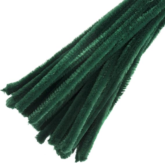Trimits Craft Synthetic Chenille Stem Pipe Cleaners, 30cm x 12mm, Green