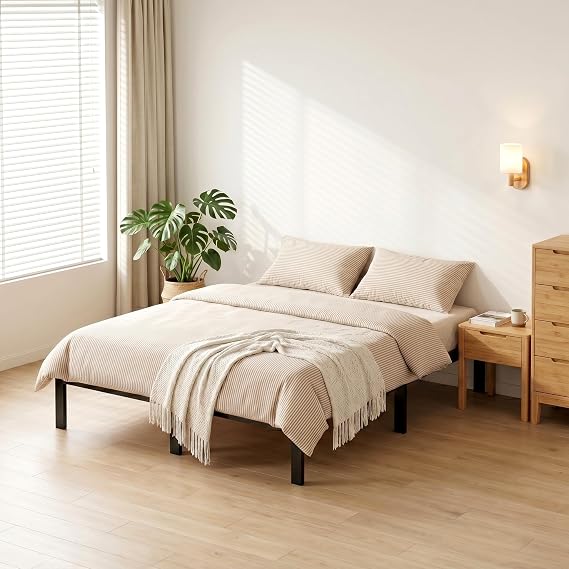 14 Inch Bamboo Bed Frame Solid Wood Platform BedFrame