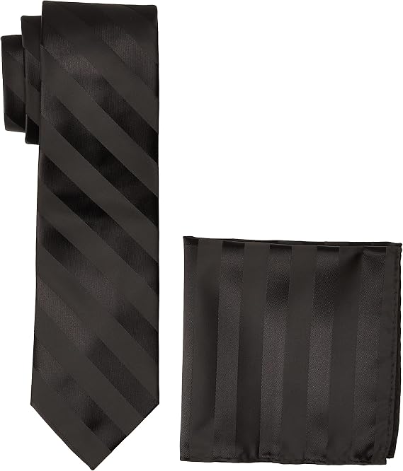 Stacy Adams Men's Solid Woven Formal Stripe Tie Set