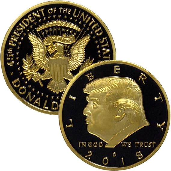 Donald Trump Black & Gold Coin 2018 with Certificate of Authenticity, President Coin, Trump Coin Collectors, 24kt Gold Plated with Black Inlay, 38mm x 2mm