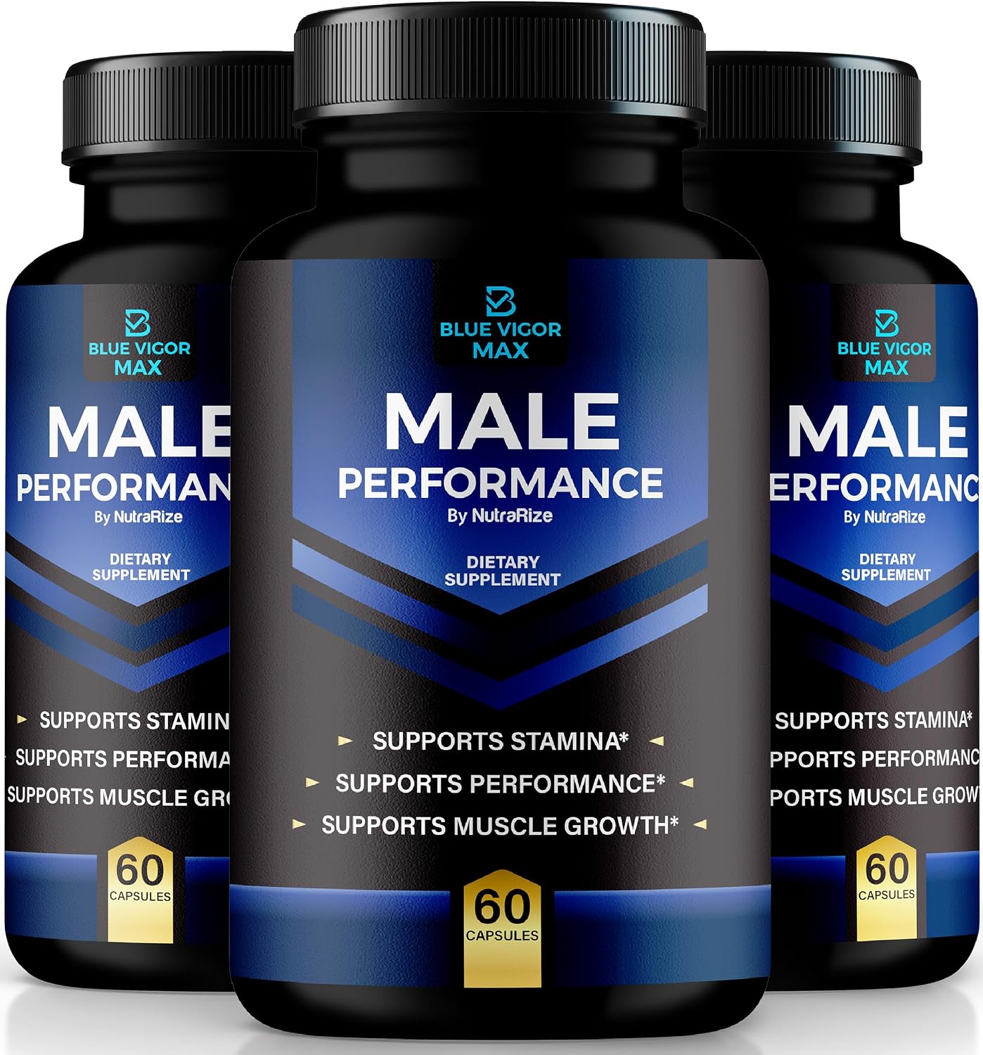 (3 Pack) Blue Vigor Max Pills for Men, All-Natural Formula for Male Fitness and Stamina, Premium Capsules for Daily Nutrition, Performance & Energy, Official Supplement for Man Reviews (180 Capsules)