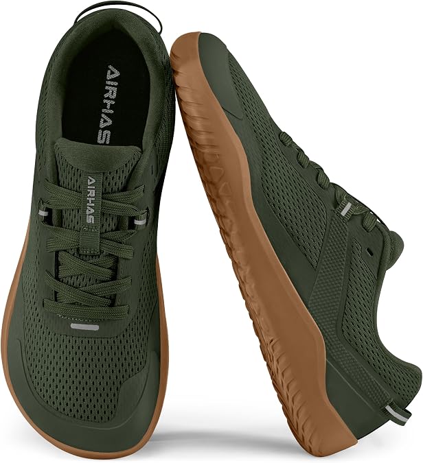 AIRHAS Mens Zero Drop Barefoot Gym Shoes with Anatomical Tox Box