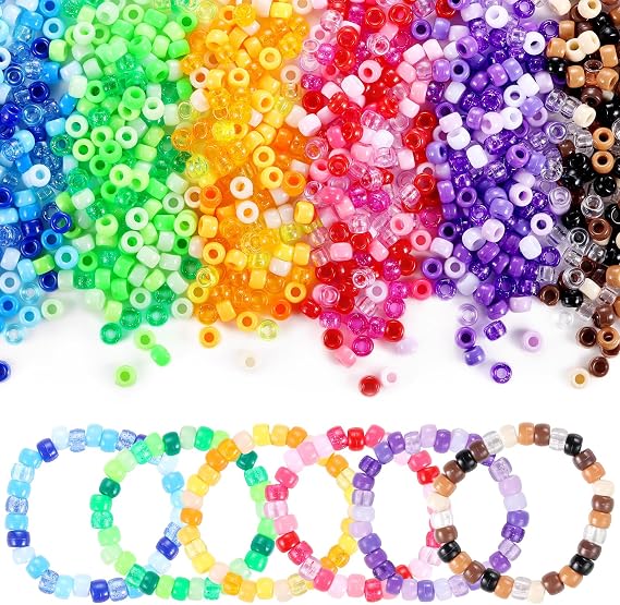 Pony Beads Bulk, 3400pcs+ Kandi Beads for Bracelets, 36 Colors Plastic Bead