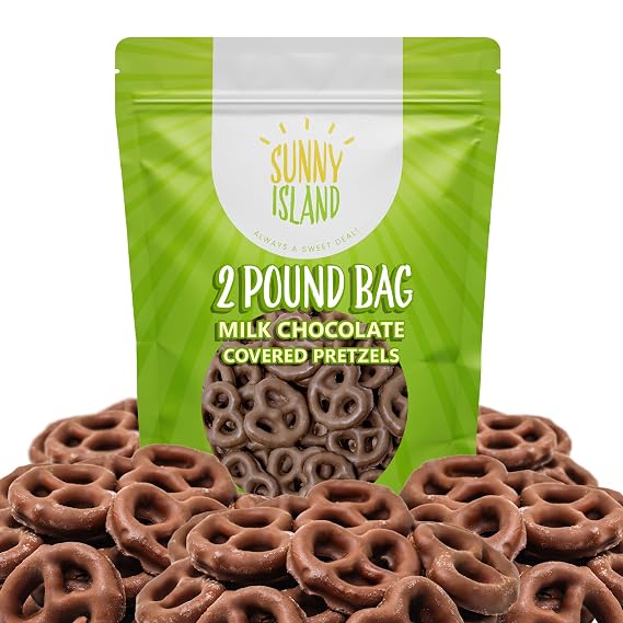 Milk Chocolate Covered Pretzels, Salted Pretzels in Chocolate, 2 Lb Bag | Mini Pretzels, Creamy Chocolate, Office Snack