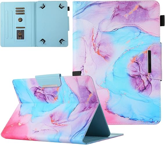 JZCreater 10 Inch Tablet Case, Universal 10 10.1 Inch Android Tablet Cover, Multi-Angle Viewing Stand Case for 9.5-10.5 Inch Tablet, Colored Marble