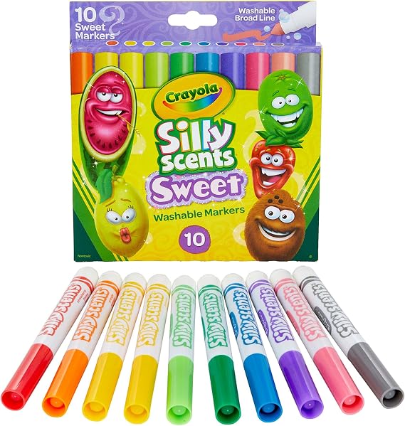 Crayola Silly Scents Scented Markers, Sweet Scented Art Supplies, Washable Markers, 10 Count, Gifts for Kids