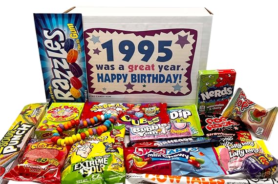 1995 Vintage Candy Assortment Gift Basket Box 31st Birthday for Women & Men