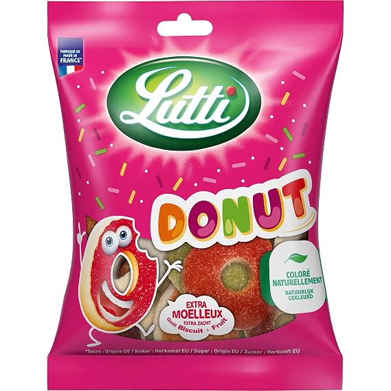 Lutti 180g Belgian Sugar Candy Donuts, 6 Pieces, Mint Flavor