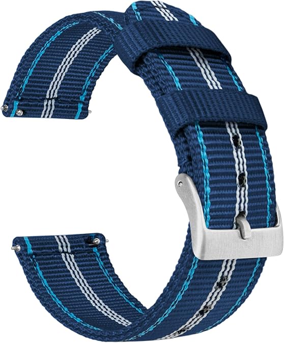 BARTON WATCH BANDS - Ballistic Nylon Two-piece NATO Style Straps - Choice of Color & Width (18mm, 20mm, 22mm)