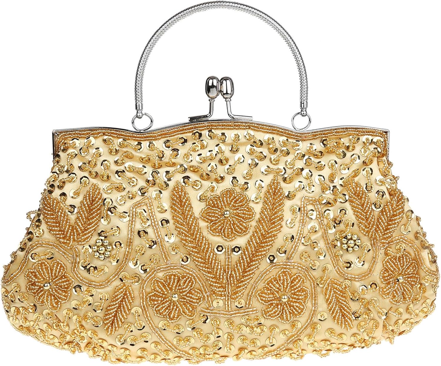 Womens Vintage Evening Bag Beaded Sequin Flower Evening Handbags