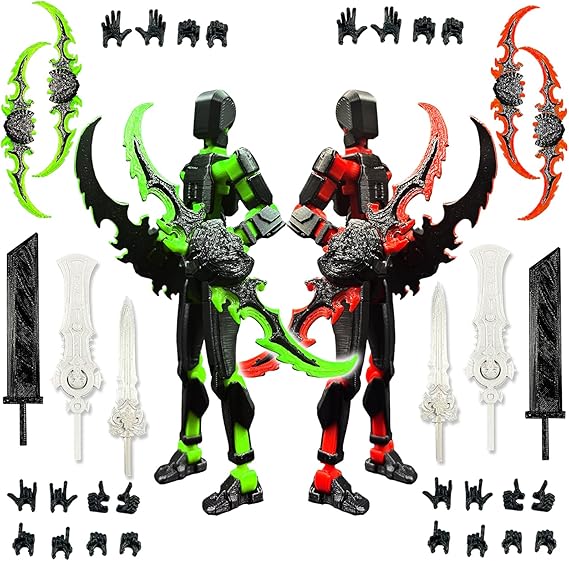 SANSGOUP T13 Action Figure Set Age 3+ (Assembly Completed), 3D Printed Multi-Jointed Movable Titan 13 Lucky Dummy 13 Mobile Robot, Nova 13 Action Figures Desktop Decorations