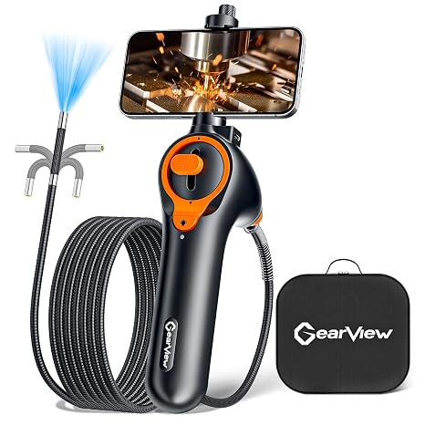 210Articulating Borescope Camera - Inspection Camera 6 Light, Endoscope with 6.2mm IP67 Waterproof Probe, 3X Zoom 2-Way Borescope with Flexible Cablegabg
