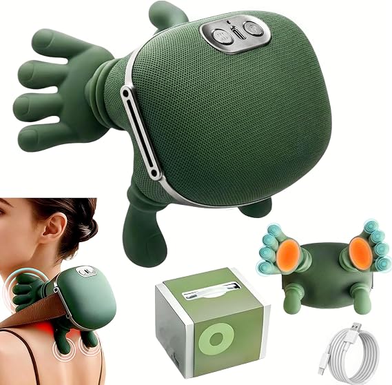 4D Bionic Neck Massager for Neck Pain - Hand Shaped Real Hands Deep Kneading Massage Machine with Heat - Cordless Neck and Shoulder Massager - Relaxation Gifts for Men and Women