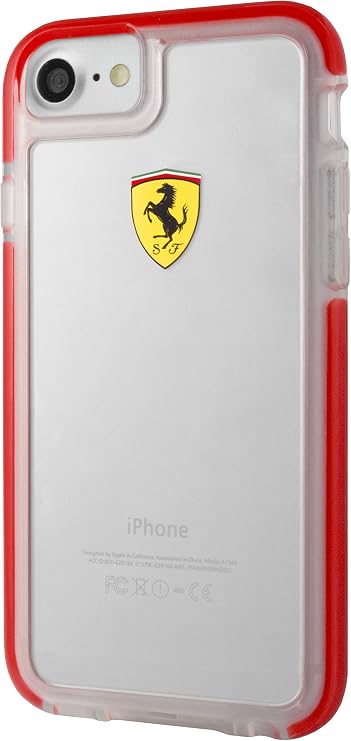 Ferrari Hard Case for iPhone 7 Plus and iPhone 8 Plus (Shockproof - Transparent Red)