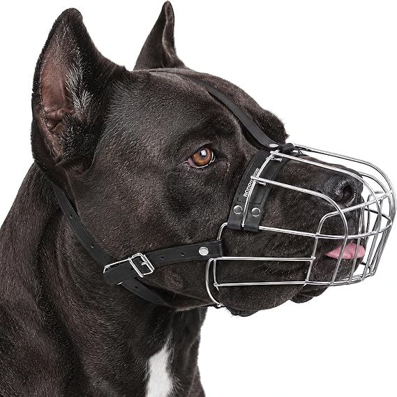 BRONZEDOG Wire Dog Muzzle German Shepherd for Medium Large Dogs Adjustable Durable Metal Basket for Biting Chewing Barking (XL)