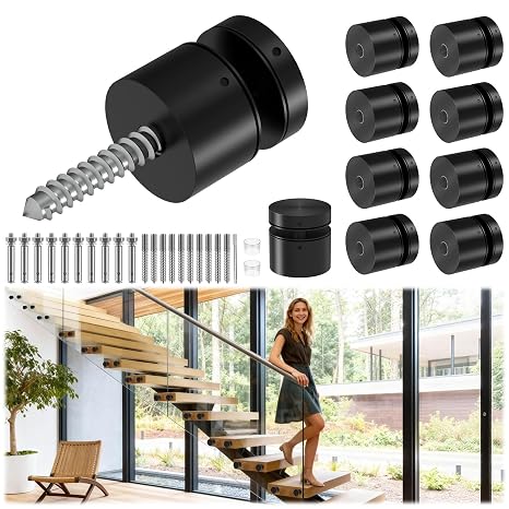 LukLoy 10 Pack 2"x2" SS316 Glass Railing Standoff Solid Heavy Duty Black