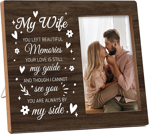 Memorial Pictures Frame, My Wife You Left Beautiful Memories Photo Frame, Sympathy Gifts For Loss Of Wife, Farmhouse Home Living Room Bedroom Decoration -b29