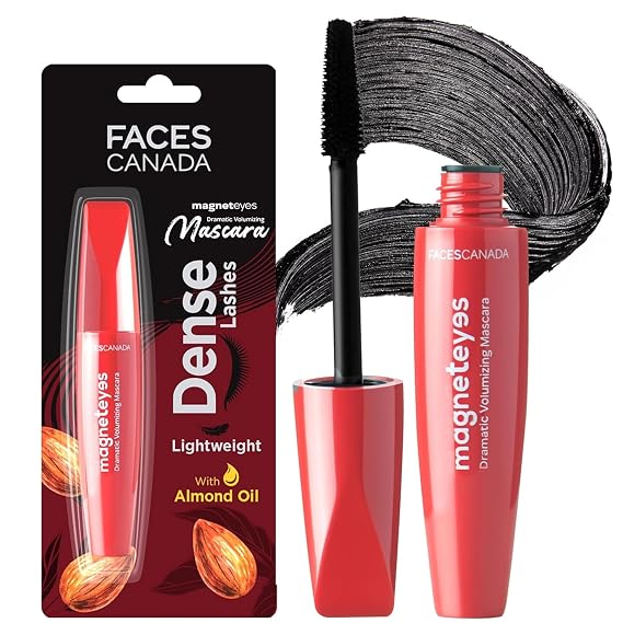 Facescanada Volumizing Mascara | Lightweight Formula with Almond Oil for Nourished, Dense & Fuller Looking Lashes | Smudge Proof, Long Lasting Eye Makeup | 0.32 Fl Oz (9.5ml)