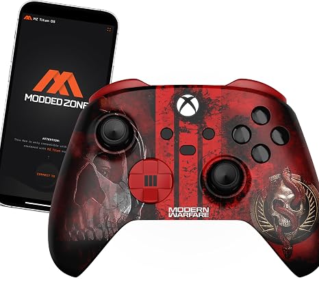 MODDEDZONE Custom MODDED Wireless Controller for Xbox One S/X and PC - With Unique Smart Mods - Best For First Person Shooter Games - Handcrafted by Experts in USA with Unique Design (Warfare 3)