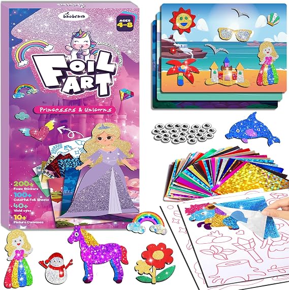 Foil Art Fun Kit for Kids, Craft Kits,Princess DIY Creative Activity