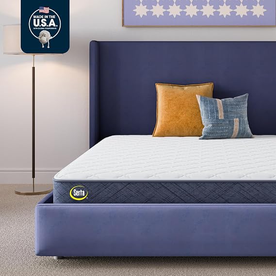 Serta Five Star Mattress Tranquility 7" Firm Full Mattress, Bed-in-a-Box | CertiPUR-US certified, 100-Night Trial, Made in the USA with global components, pressure relief