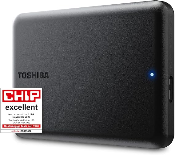 Toshiba Canvio Partner 1TB portable 2.5 inch external HDD, USB 3.2 Gen 1, compatible with Mac and Windows, works with USB
