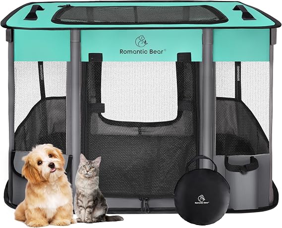 Evcil Hayvan Oyun Parkı, Katlanabilir Köpek Kedi Oyun Parkı, Taşınabilir Egzersiz Kulübesi Çadırı, Suya Dayanıklı Çıkarılabilir Gölge Örtüsü, Küçük Hayvanlar için İç Mekan Dış Mekan Seyahat Kamp
