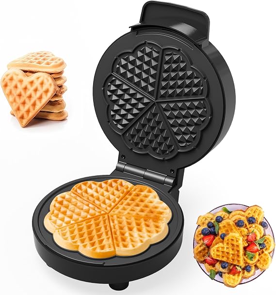Sunvivi Heart Waffle Maker: 5 Heart Shaped Waffle Iron with Adjustable Temperature Control, Nonstick Waffle Machine with Indicator Light, Easy to Clean,The best gifts Her, Kids and Families