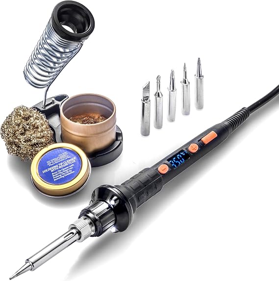 The Remarkable Triple LED Illuminating X-Tronic 1010-PRO-ST - 65 W Soldering Iron - 5 Extra Solder Tips, 0-99 Min Sleep Func, Digital Calibration Func, C/F Conversion, Brass Sponge/Cleaning Flux