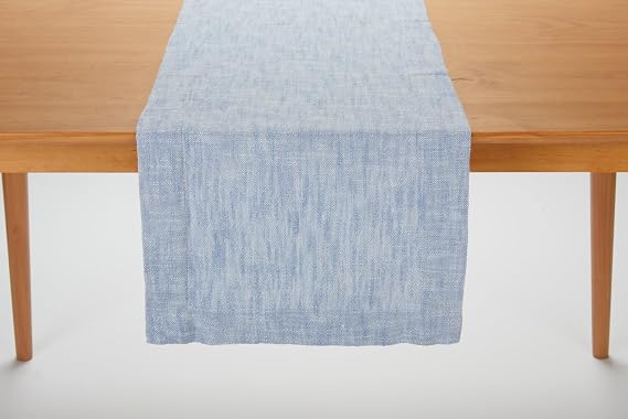 Tableau Light Blue Napkin Runner, 72-inch Length x 14-inch Width