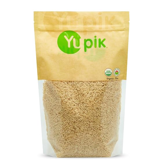Yupik Organic Brown Jasmine Rice, Long Grains, 2.2 lb (35.2 oz), Gluten-Free, Non-GMO, Vegan, Kosher, Whole Grains, Wheat-Free, Salt-Free, Source of Fiber, Ideal for Recipes, Side Dishes & More