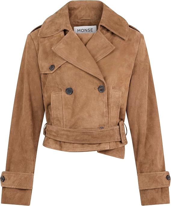Layering Cropped Suede Trench Coat