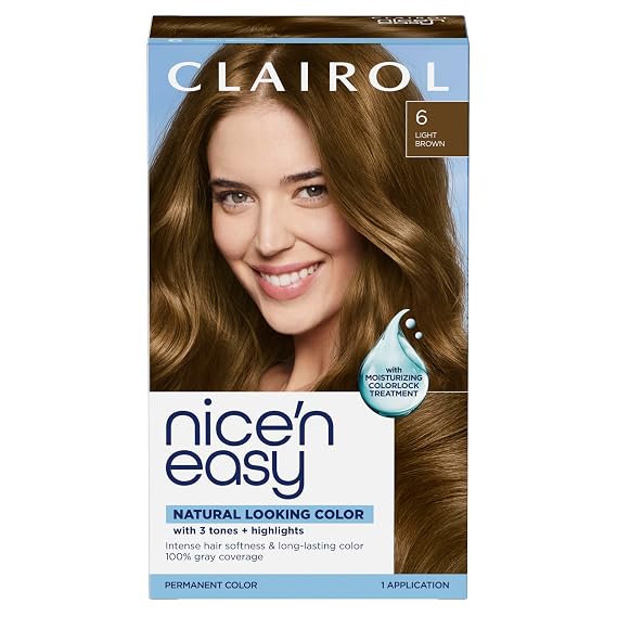 Clairol Nice'n Easy Permanent Hair Dye, 6 Light Brown | Pack of 1