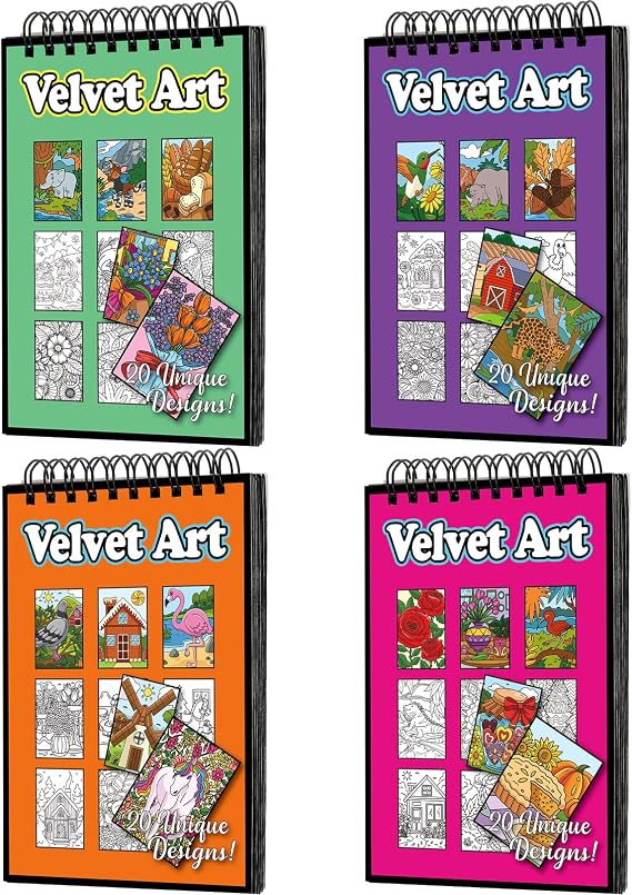 Jetec 4 Pcs Velvet Coloring Books Velvet Coloring Posters for Travel