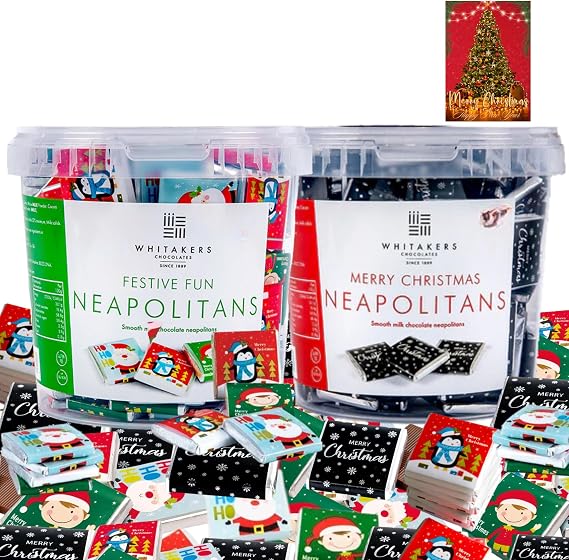 Milk Chocolate Neapolitans 750g (Approx 150pcs) for Xmas eve Christmas Sweets in Bulk Cheap Stocking Fillers Individually Wrapped Sweets Tub for Party Bags or Birthday Party Favor (Mix Chocolate)