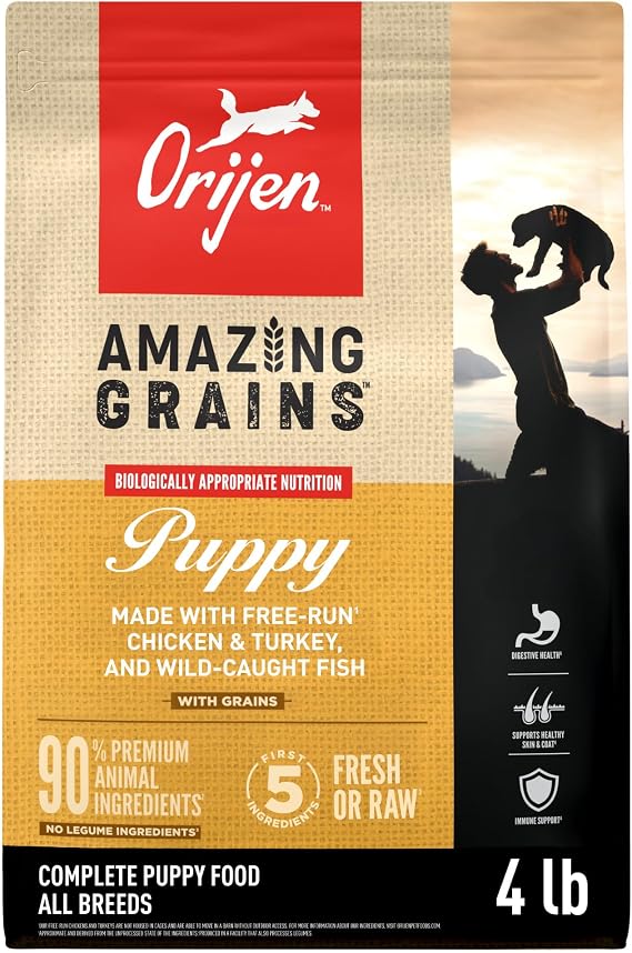 ORIJEN Amazing Grains WHOLEPREY Dry Dog Food Puppy Recipe 4lb Bag
