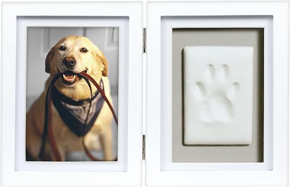 Pearhead Pet Paw Print Memorial Frame with Clay Imprint Kit, White