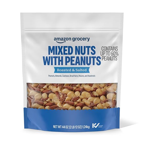 Amazon Grocery, Mixed Nuts with Peanuts, Roasted & Salted, 44 Oz (Previously Happy Belly, Packaging May Vary)